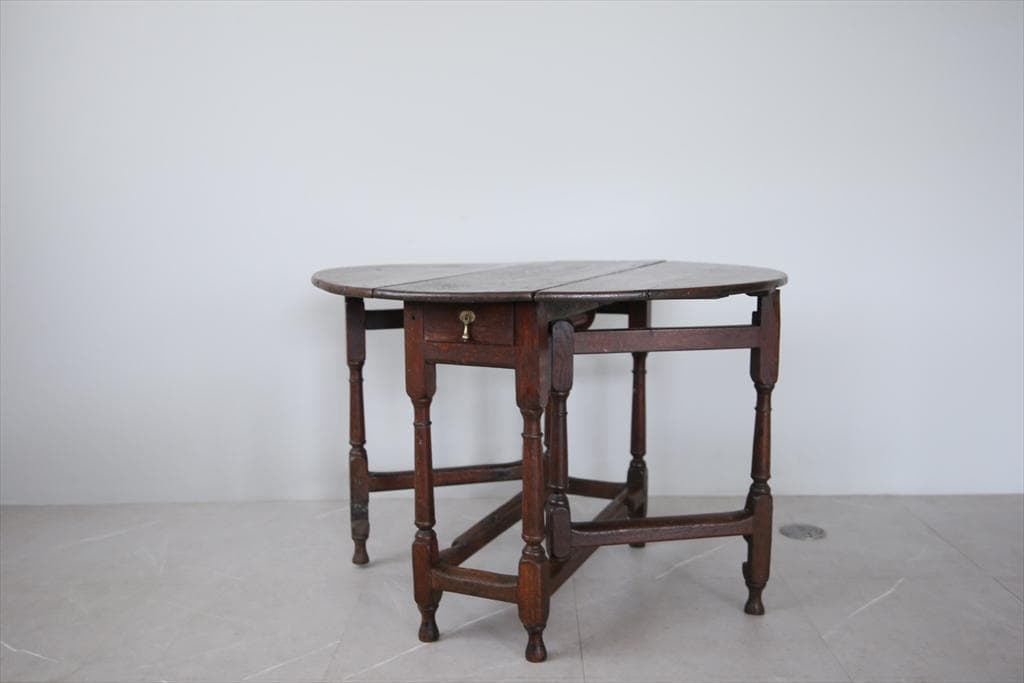 英国アンティーク木製ゲートレッグテーブル/ダイニング机バタフライ(74-243)