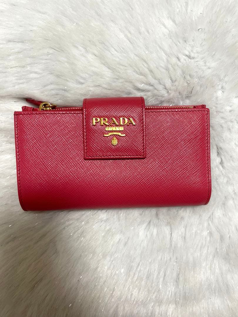 【PRADA】プラダ財布☆サフィアーノ☆コンパクトウォレット☆ピンク美品