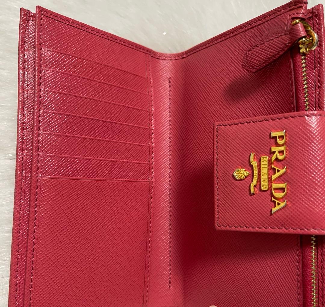 【PRADA】プラダ財布☆サフィアーノ☆コンパクトウォレット☆ピンク美品