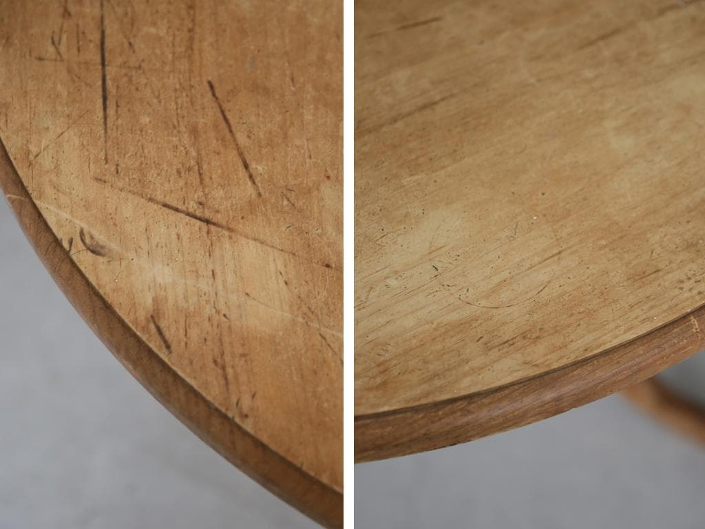 英国アンティーク木製ラウンドダイニングテーブル/円形机/パイン材(88-19)