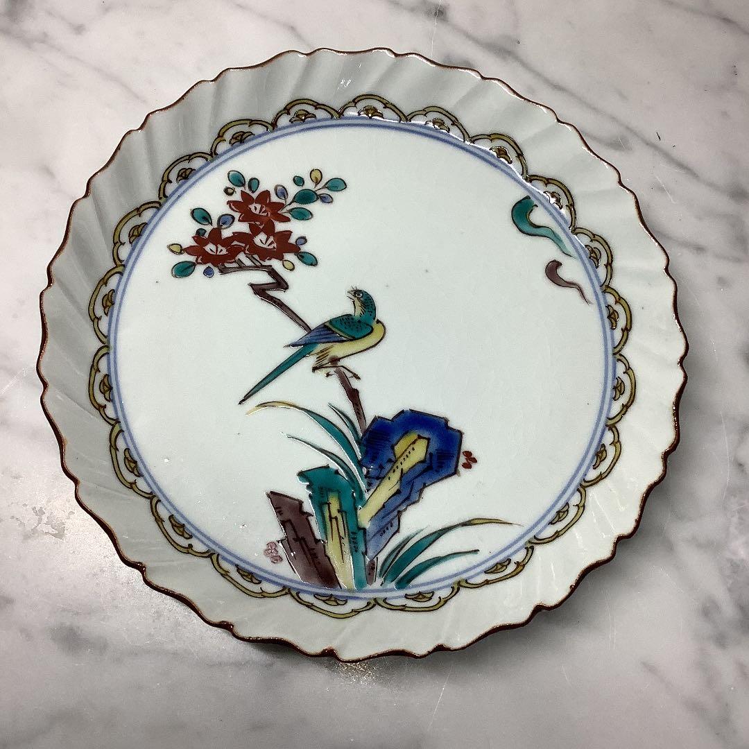 「お値下げ」九谷焼　二代　松本作吉　花鳥絵　銘々皿　五客