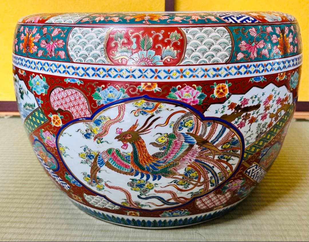 【極美品】龍と鳳凰 大型陶器火鉢　縁起物　美術品級