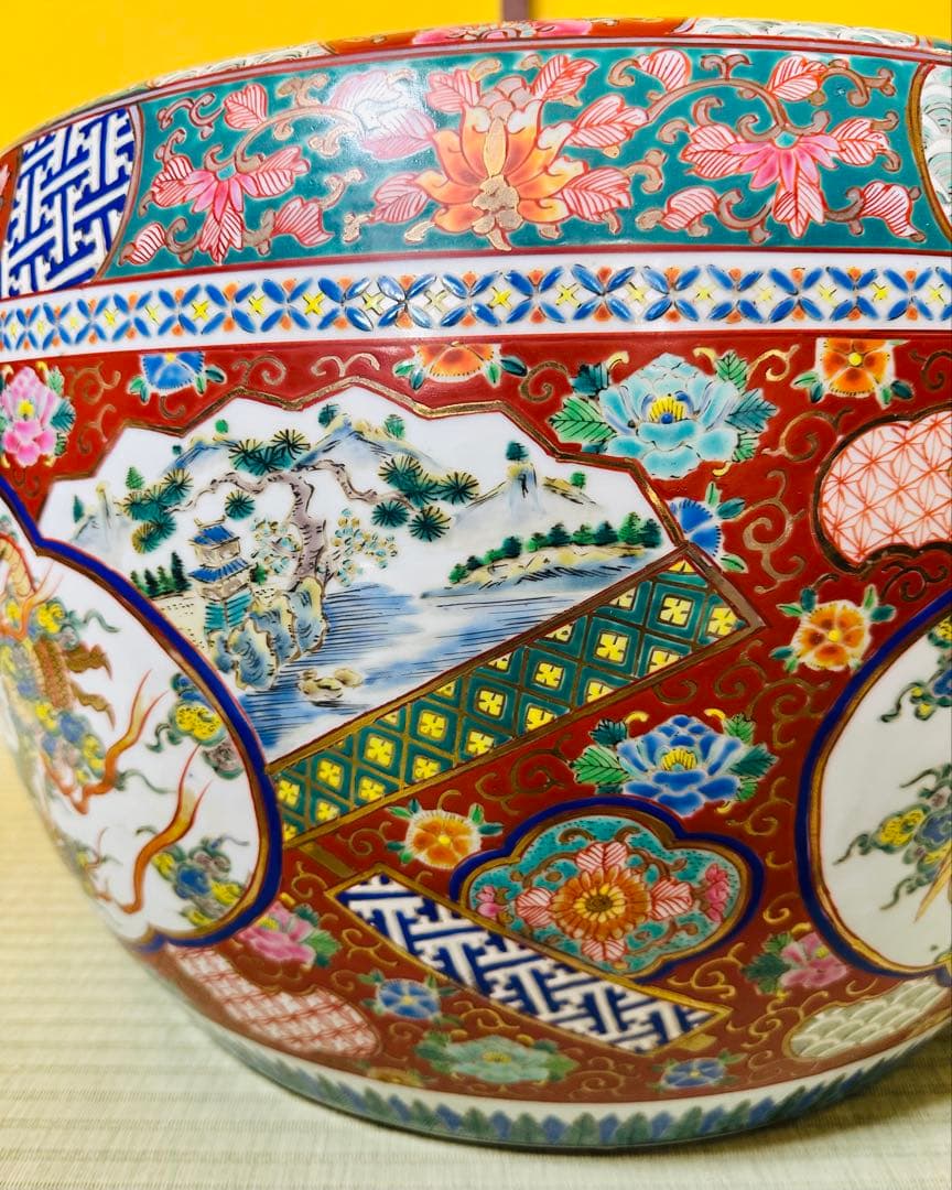 【極美品】龍と鳳凰 大型陶器火鉢　縁起物　美術品級