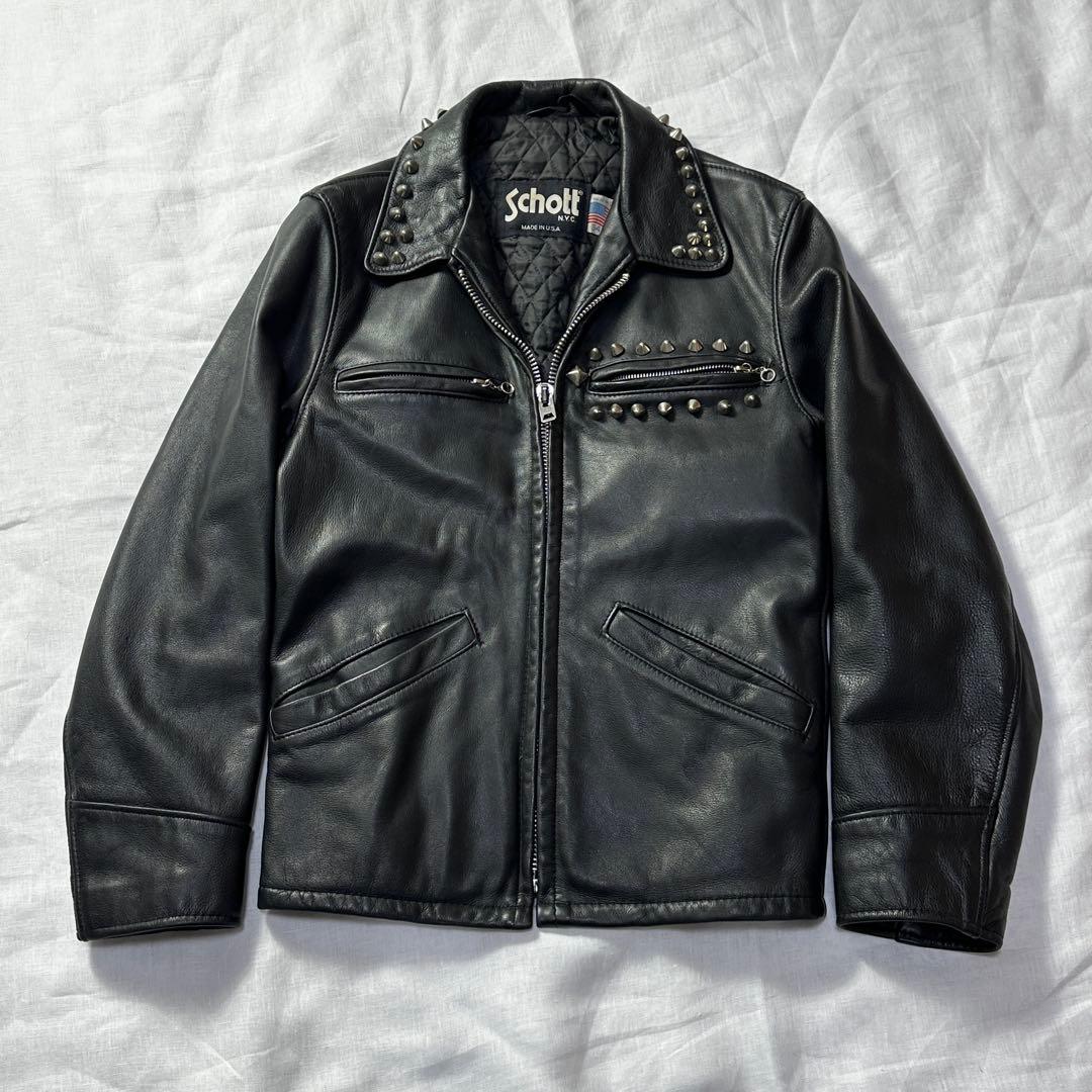 USA製 ショット レザージャケット シングルライダース 544 スタッズ 黒