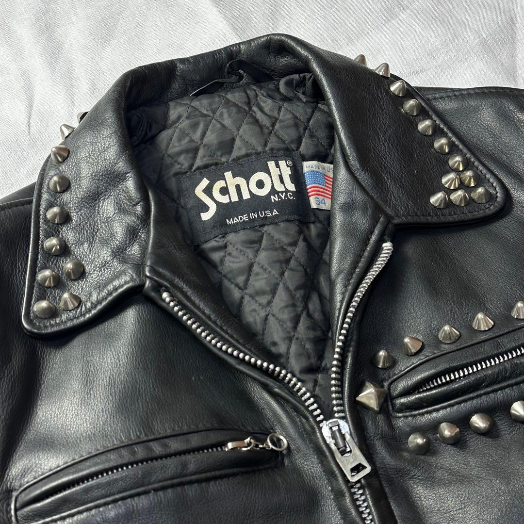 USA製 ショット レザージャケット シングルライダース 544 スタッズ 黒