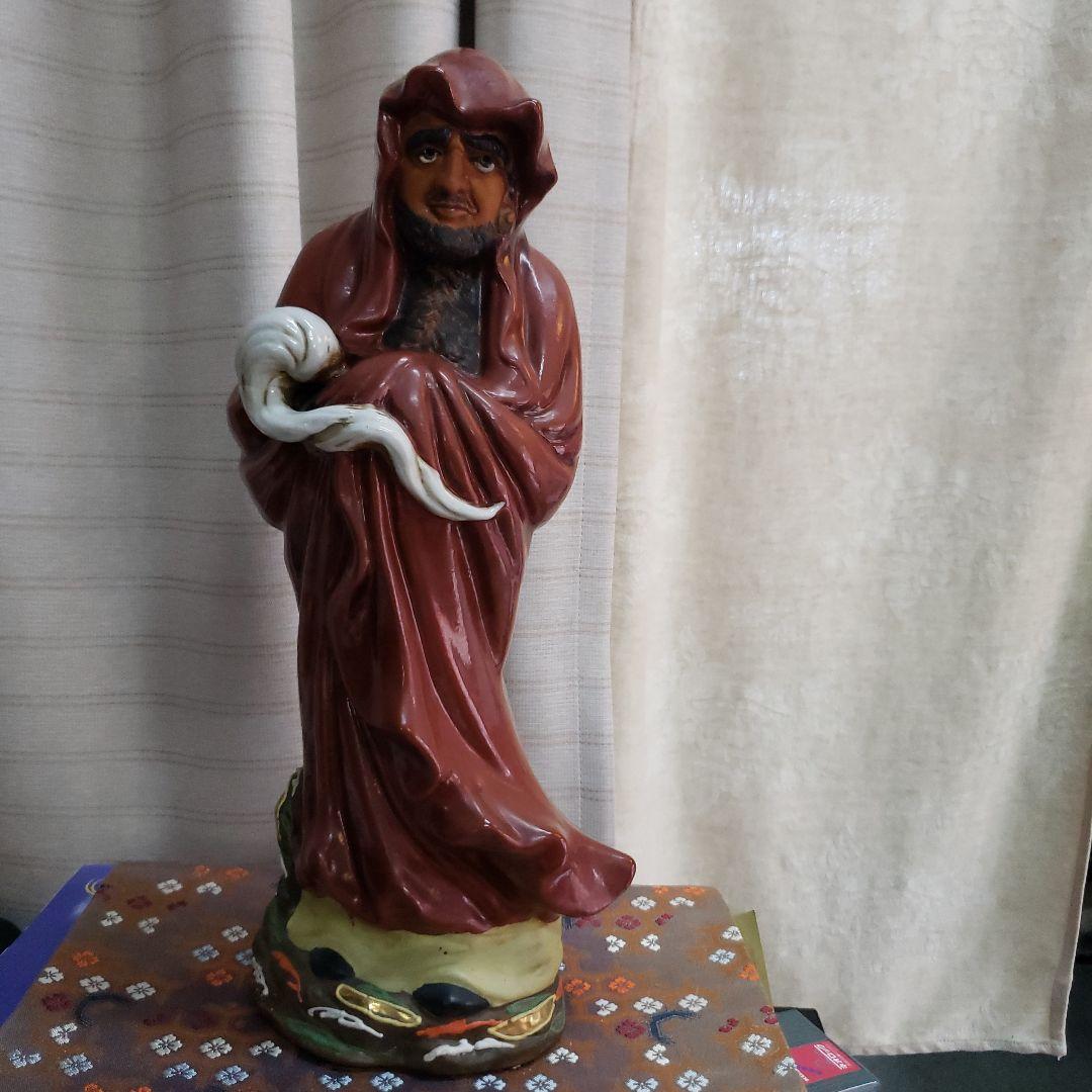 Ｂフライデー　九谷焼 陶器製 茶色 赤達磨像 置物