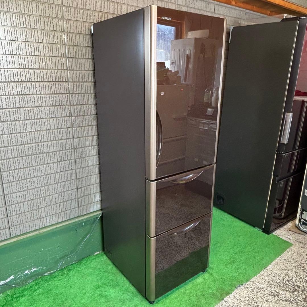 日立 315L 冷蔵庫 大容量 おしゃれ ブラウン ガラス面【地域限定配送無料】