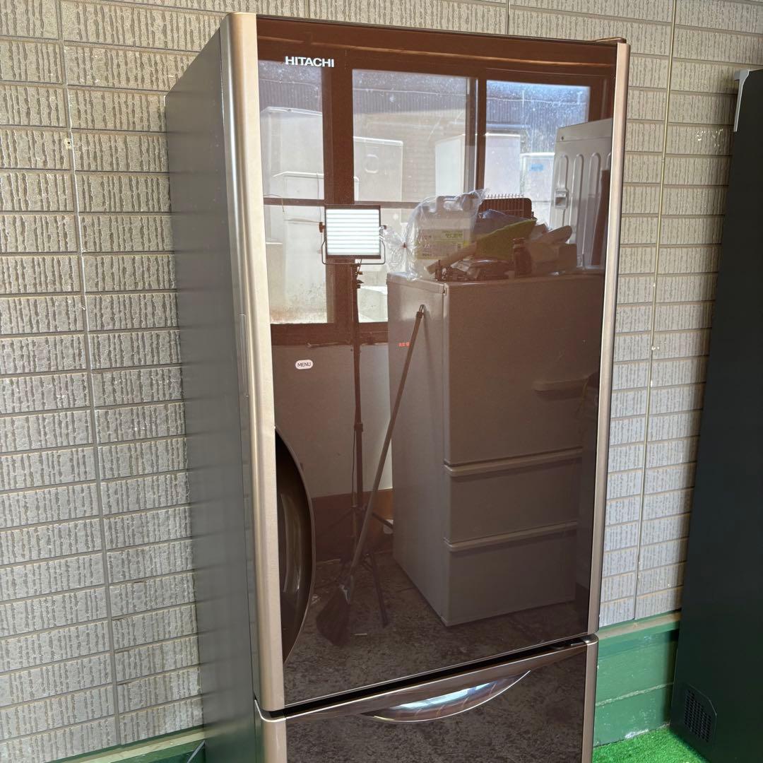日立 315L 冷蔵庫 大容量 おしゃれ ブラウン ガラス面【地域限定配送無料】