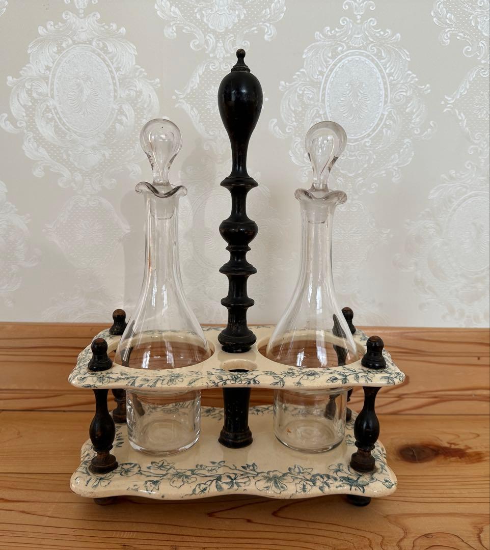 フランスアンティーク　サルグミンヌ　オイル&ビネガー　陶器フルセット　ナポレオン