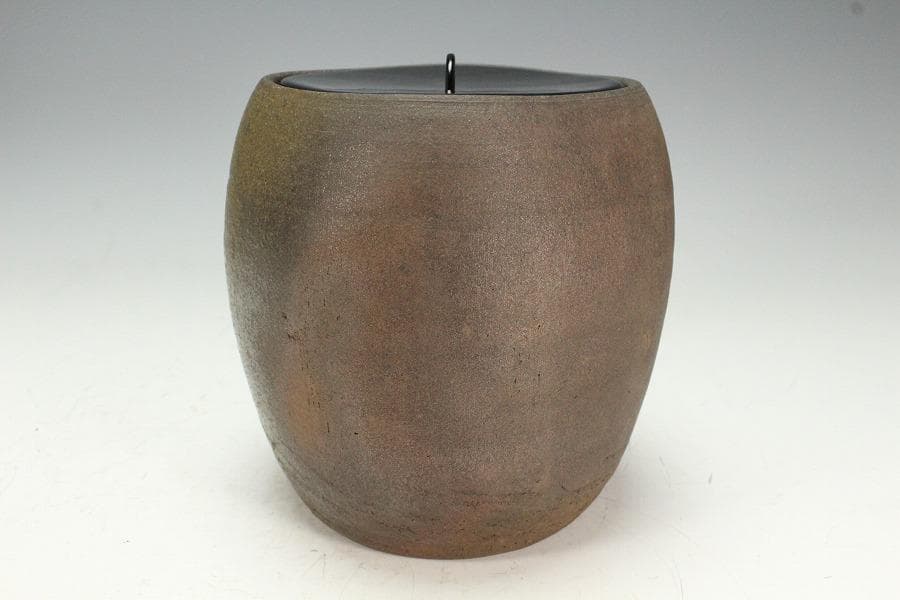 古美術 古備前 胴張 水指 塗蓋 時代物 良箱 茶道具(K-XA784)