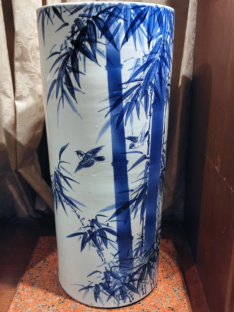 伊万里　染付け「土間火鉢」「立火鉢」　明治〜大正　特注品　極稀少　花器　傘立て