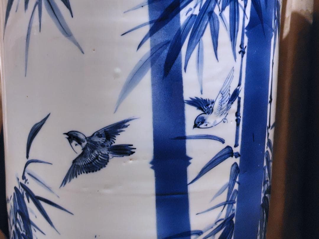 伊万里　染付け「土間火鉢」「立火鉢」　明治〜大正　特注品　極稀少　花器　傘立て