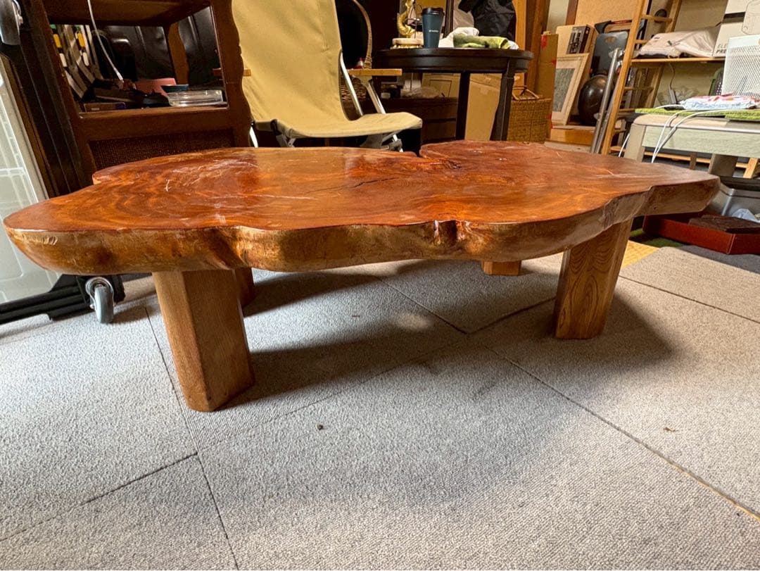 銘木 ケヤキ 一枚板 座卓 ローテーブル 無垢材 和家具 高級 幅107cm