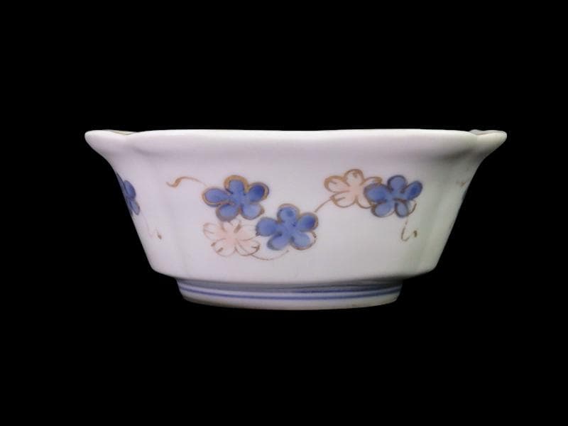 古伊万里　金襴手　窓絵　牡丹に獅子　松竹梅の図　四方角向付　B334AS-CVd