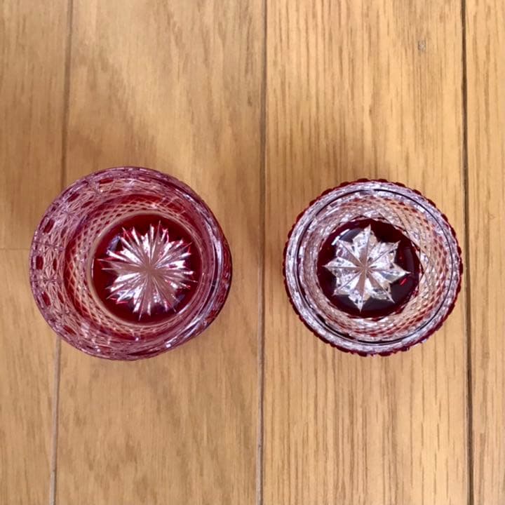 ナツメ(棗) クリスタル 江戸切子 レッド 黒川昭男 作 (新品未使用)