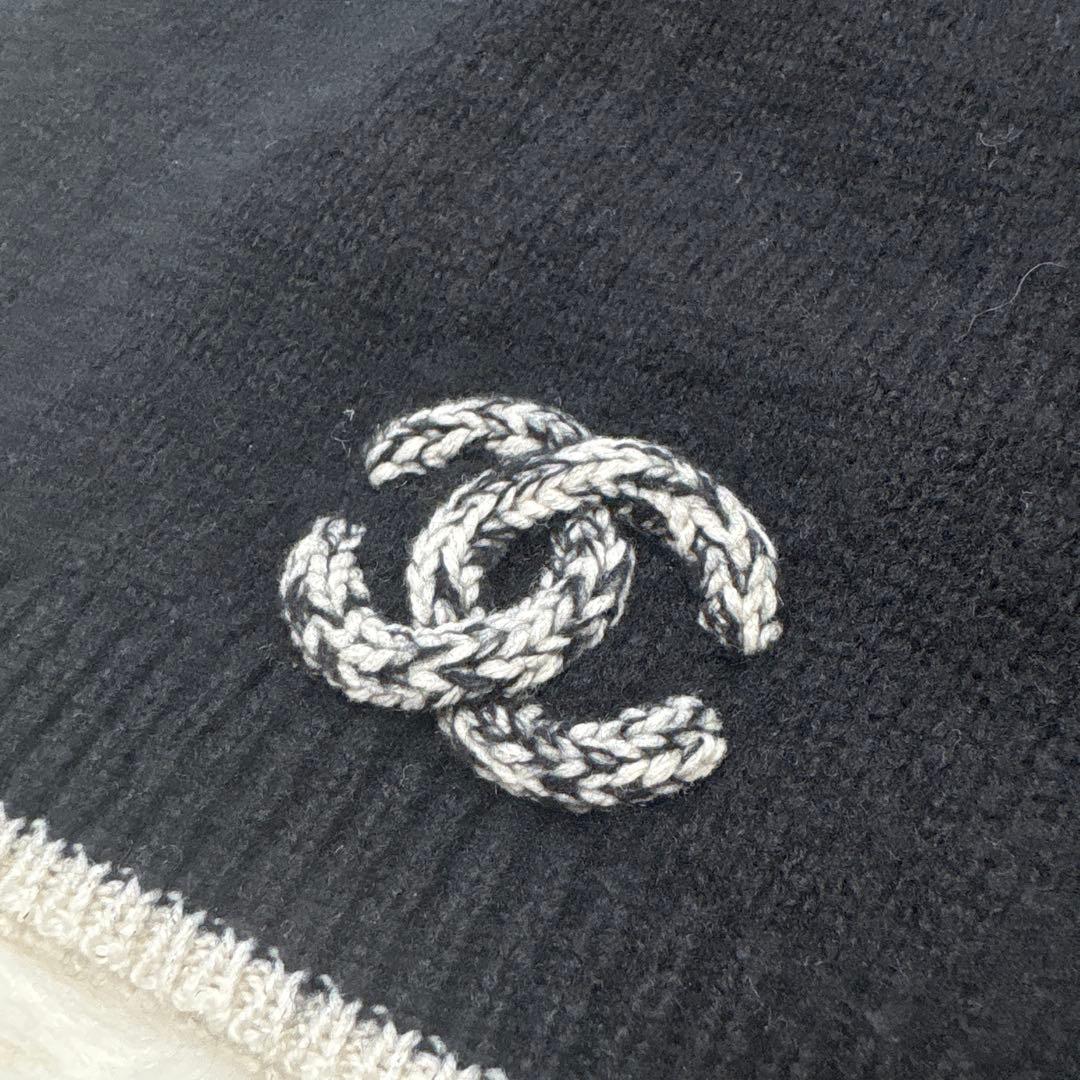 美品 CHANEL シャネル ツイード カシミヤ×シルク ニット帽 ビーニー