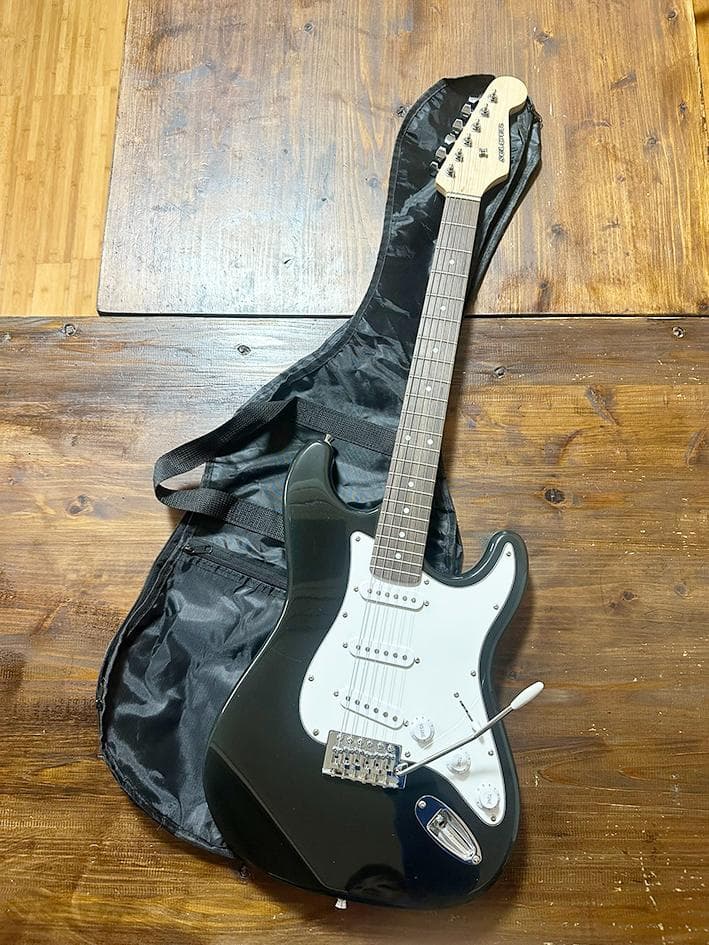 ケース　アーム付き　ストラトタイプ　エレキギター　ブラック