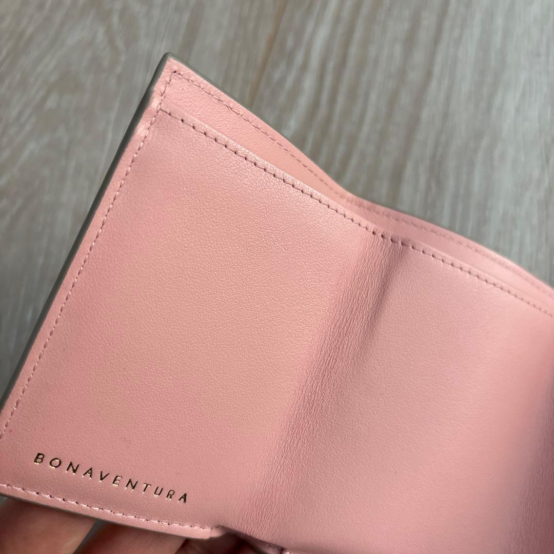 BONAVENTURA ボナベンチュラ グレージュ×ベイビーピンク 三つ折り財布