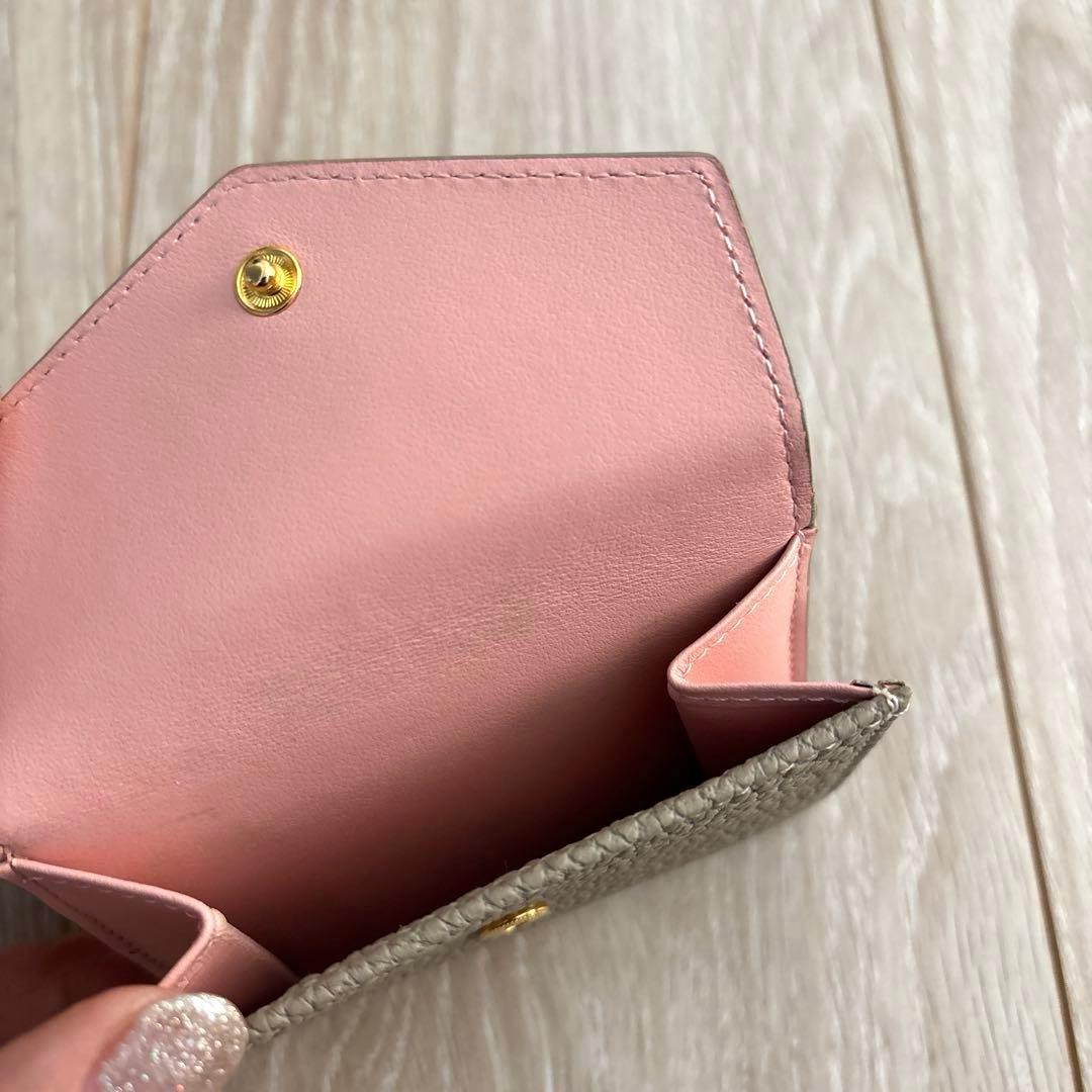 BONAVENTURA ボナベンチュラ グレージュ×ベイビーピンク 三つ折り財布