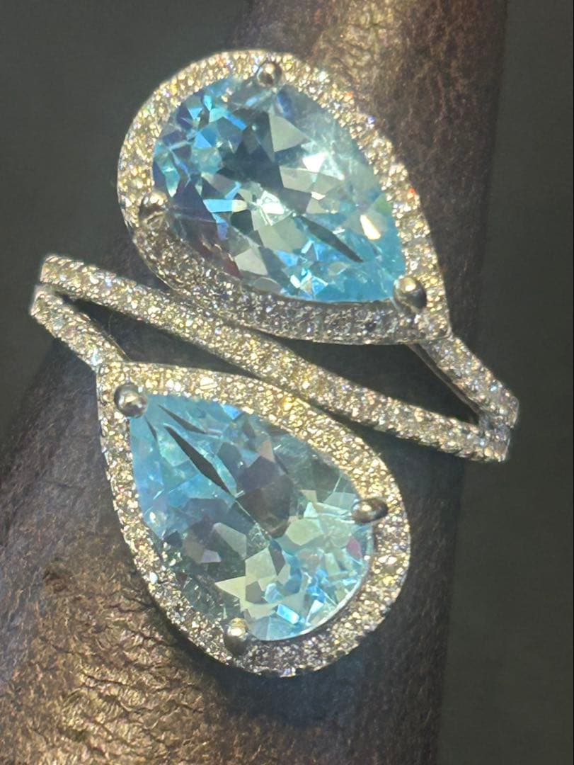 ハートちゃん❣️天然ブルートパーズデザインリング16 18号