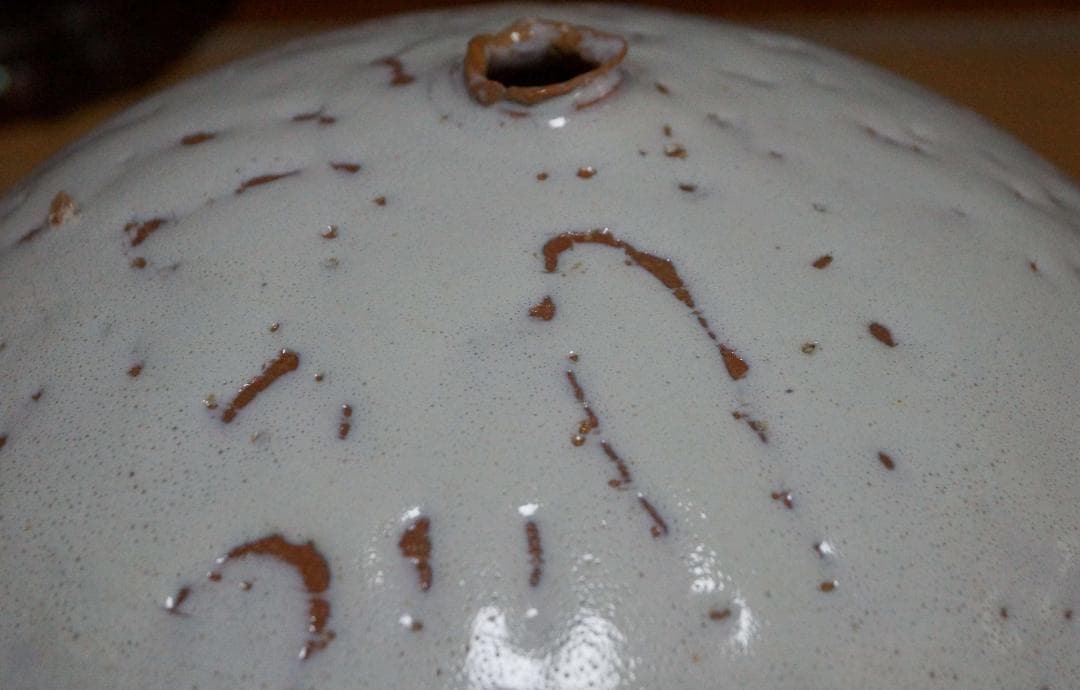 萩焼 大型白釉大壺 造形花立 鬼萩花瓶 飾壺 重さ6.3㎏