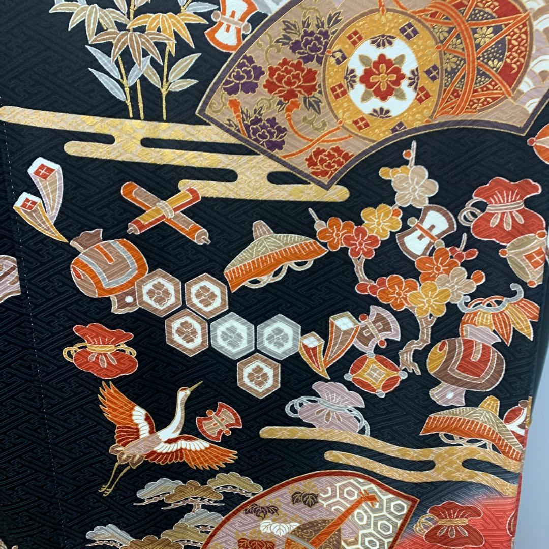 D21 正絹 振袖 松竹梅 鶴 縁起物 成人式 着物