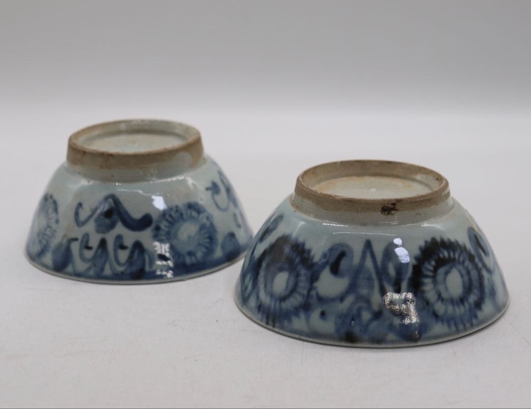 中国　明時代　染付　お碗2点　アンティーク　送料込み250827