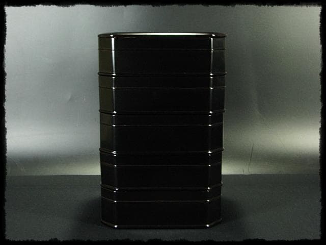京塗名工 岡田 表寛 利休形 縁高 黒真塗 五重 菓子器 茶道具 共箱 g1