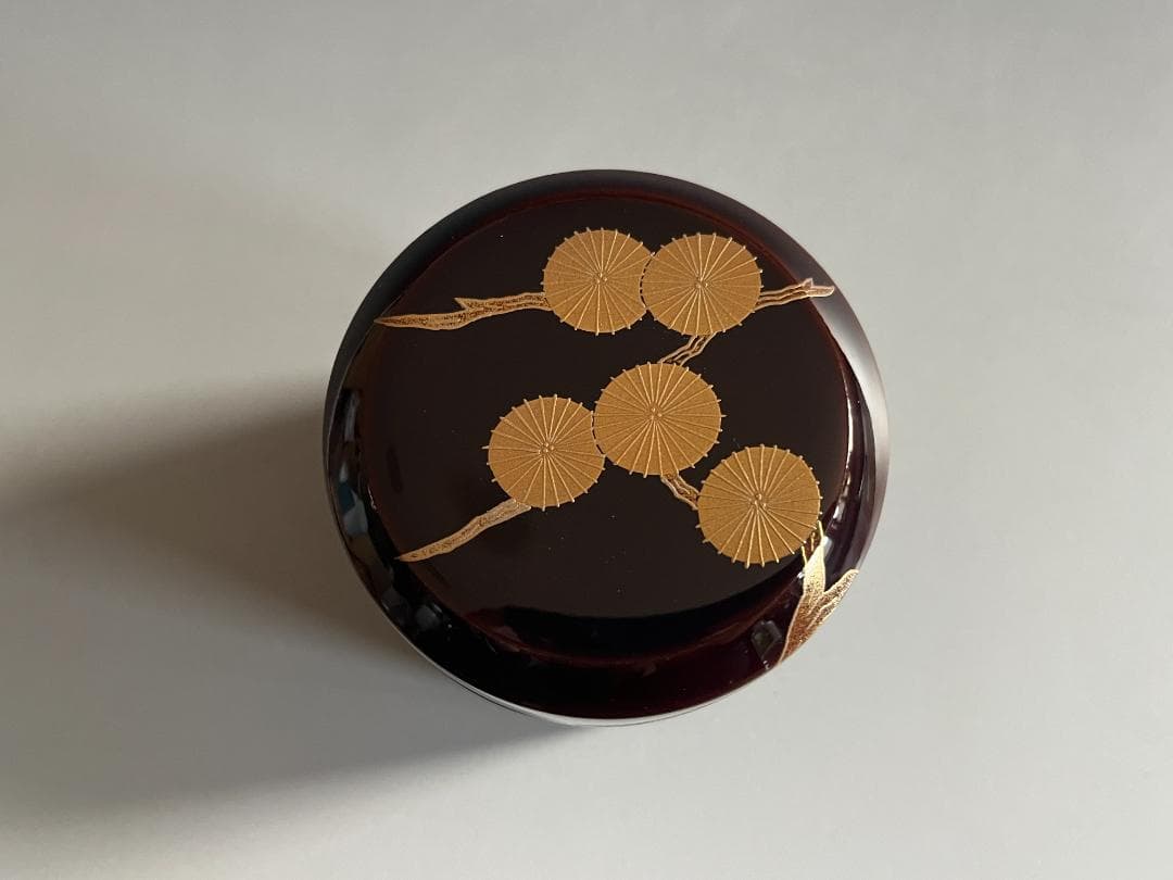 坂下雄峰　唐松蒔絵　雪吹　薄茶器　茶道具