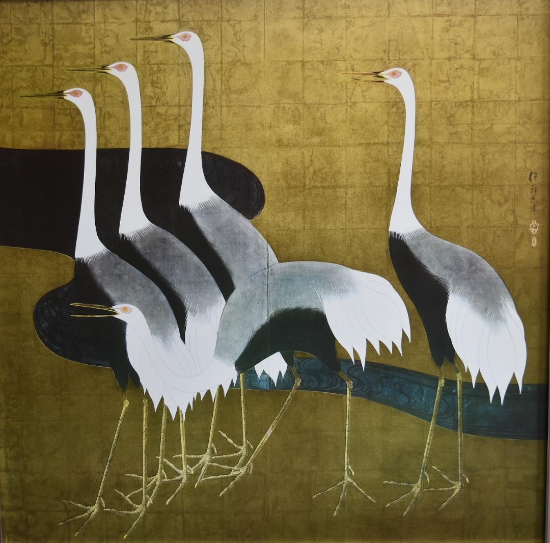 江戸時代★琳派の画家・酒井抱一　筆作　群鶴図