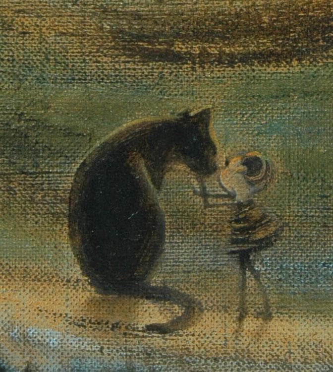 油絵 菅家令子絵 絵画インテリア額付(黒) F3-051821 祈り犬猫 女の子