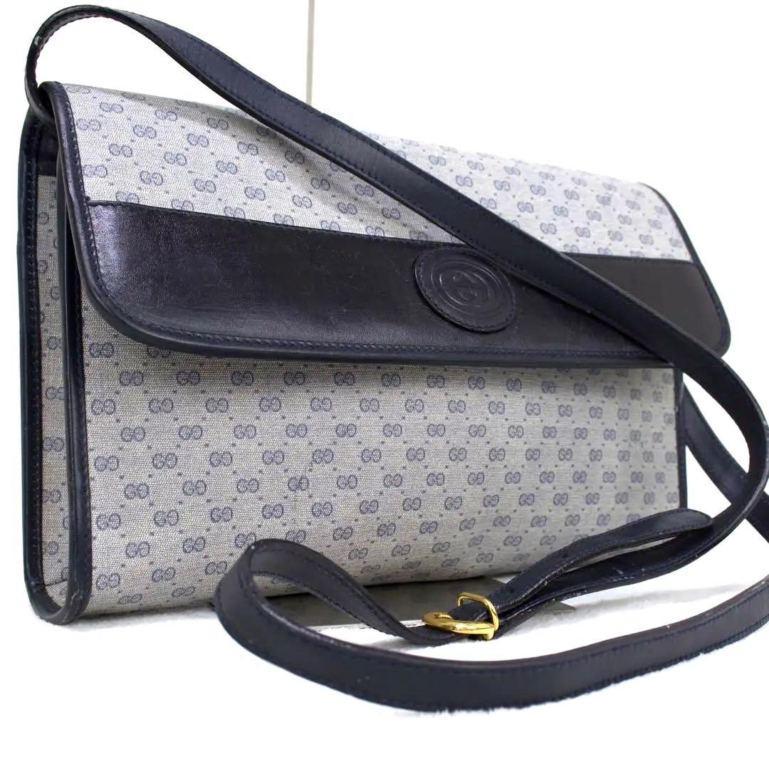 オールドグッチ　ショルダーバッグ グレー ネービー