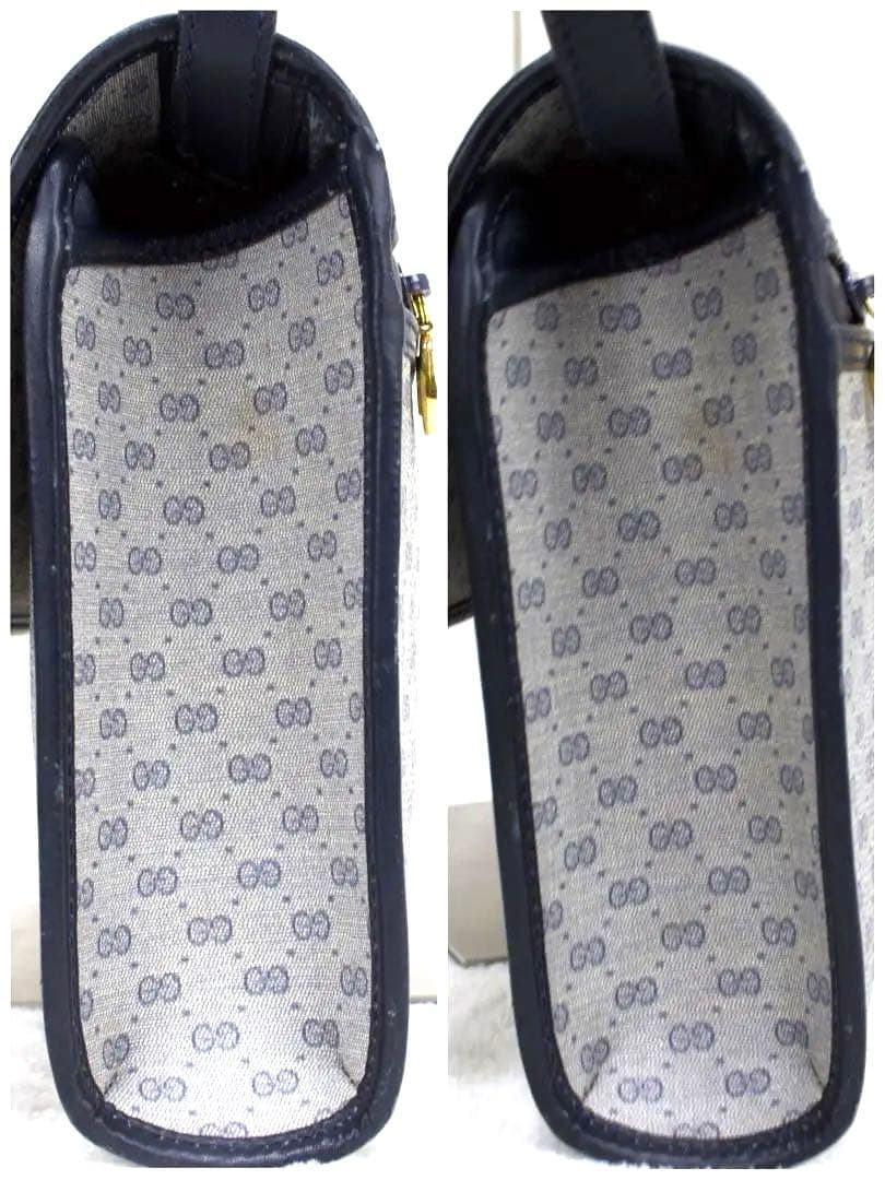 オールドグッチ　ショルダーバッグ グレー ネービー