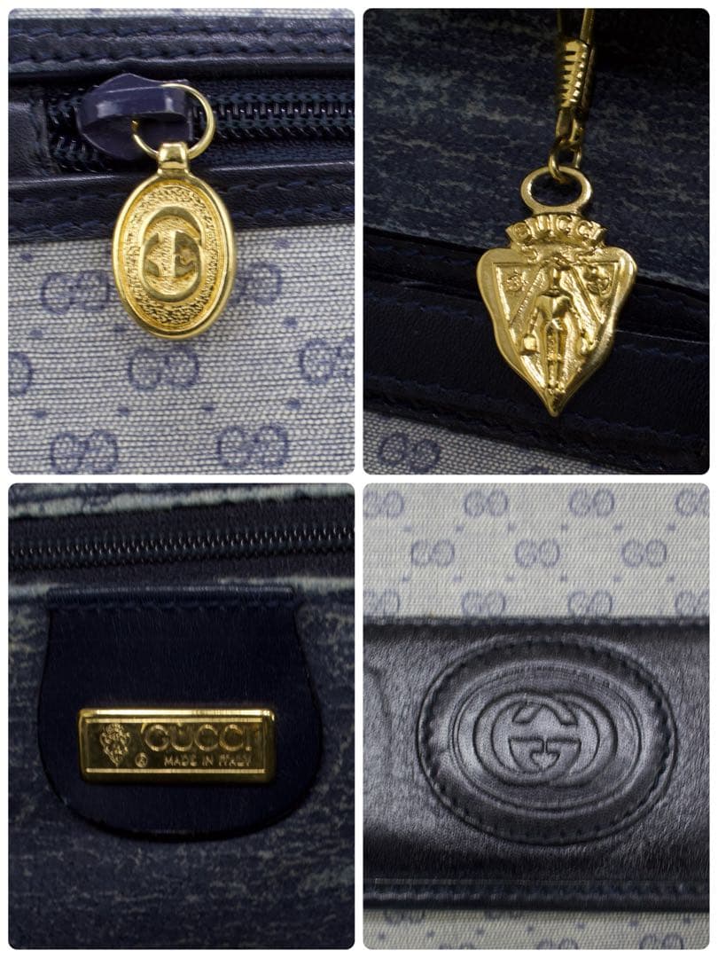 オールドグッチ　ショルダーバッグ グレー ネービー