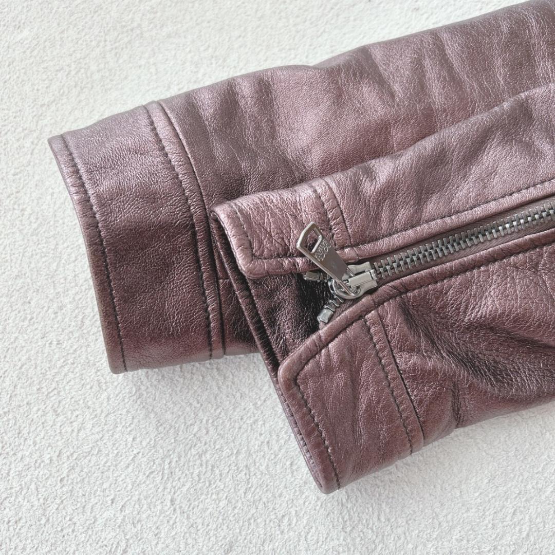 DOLCE&GABBANA ラムレザー メタリック ジャケット 50 ライダース