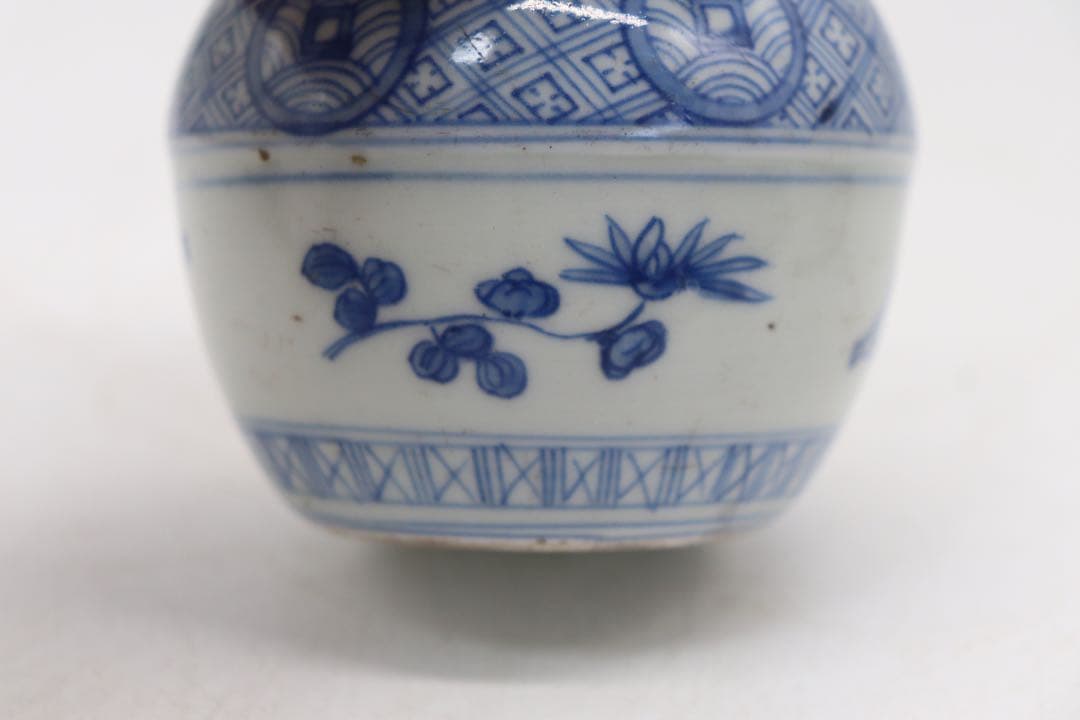 中国　染付　茶入　古壺　アンティーク　送料込み1021