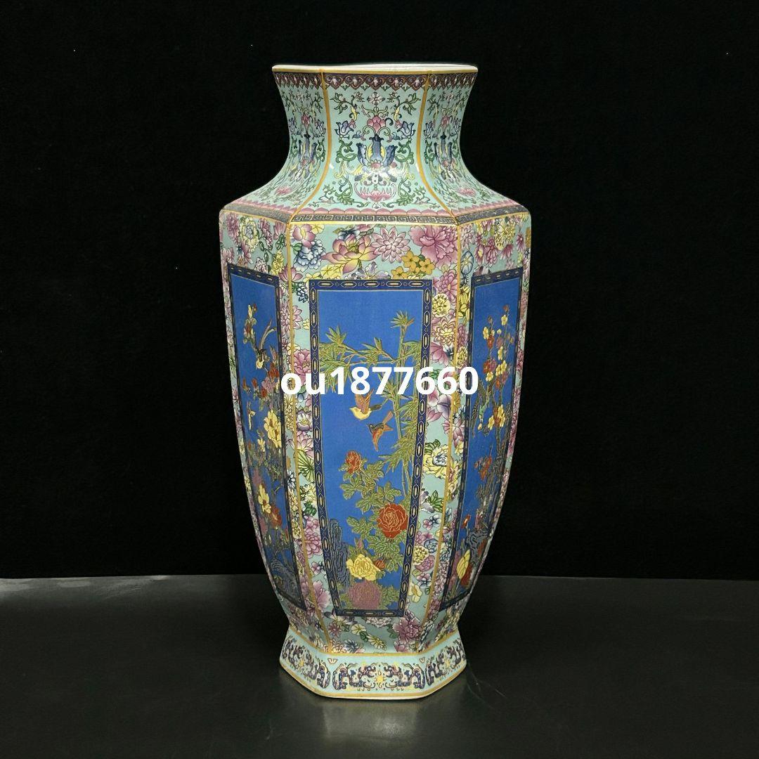 梅蘭竹菊六方瓶 景徳鎮 陶磁器 装飾品 現代工芸品 美術品 置物