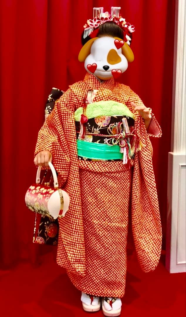 【美品　総絞り】7歳向け・正絹・総絞りのお着物セット　七五三　クリーニング済