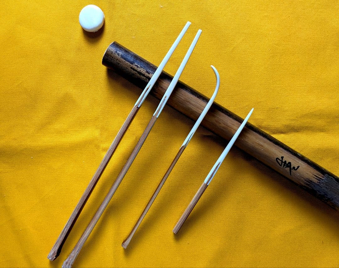 【閉店S.】本煤竹挟継の茶杓・菓子箸・菓子切 3点セット