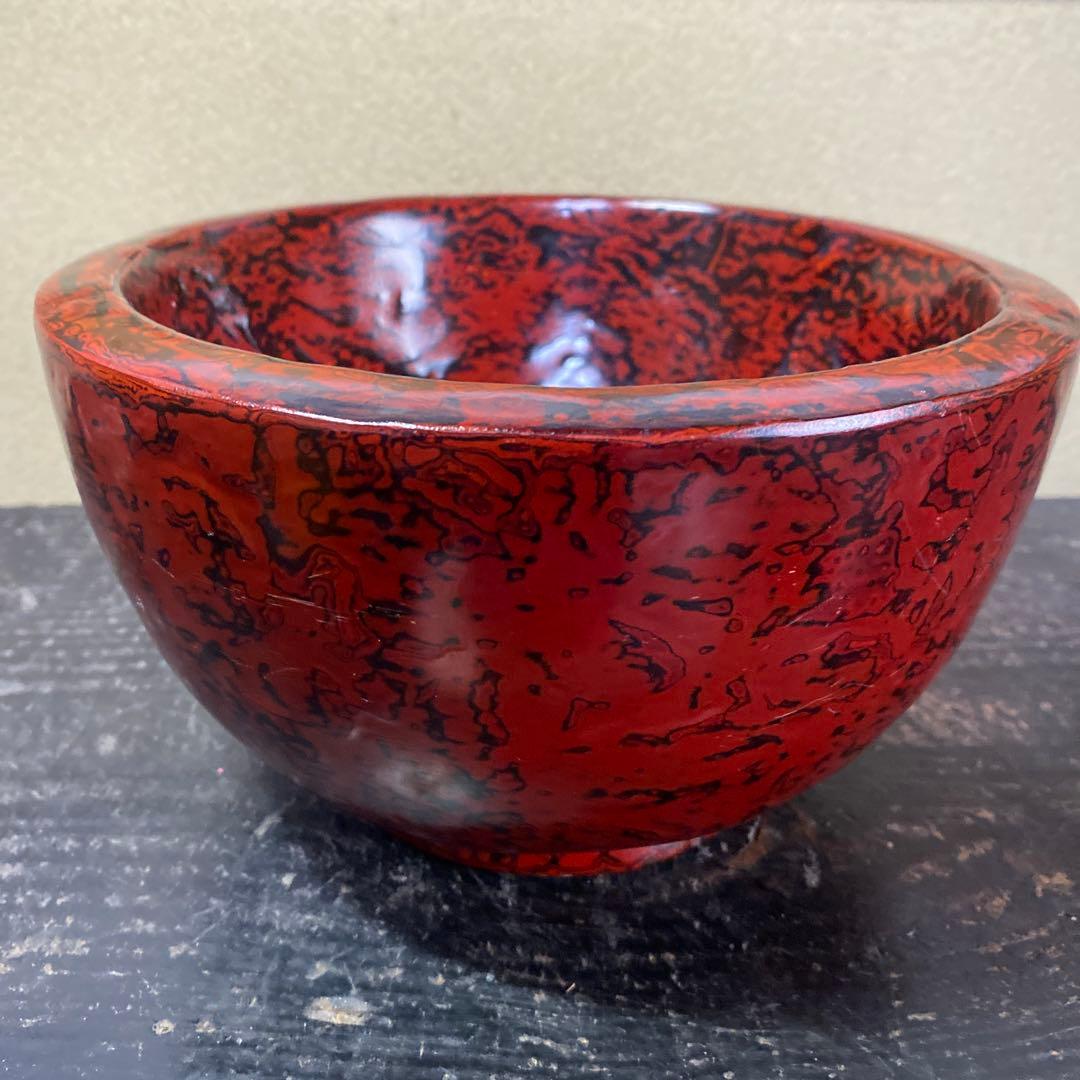 漆器製 赤黒模様 ボウルKG