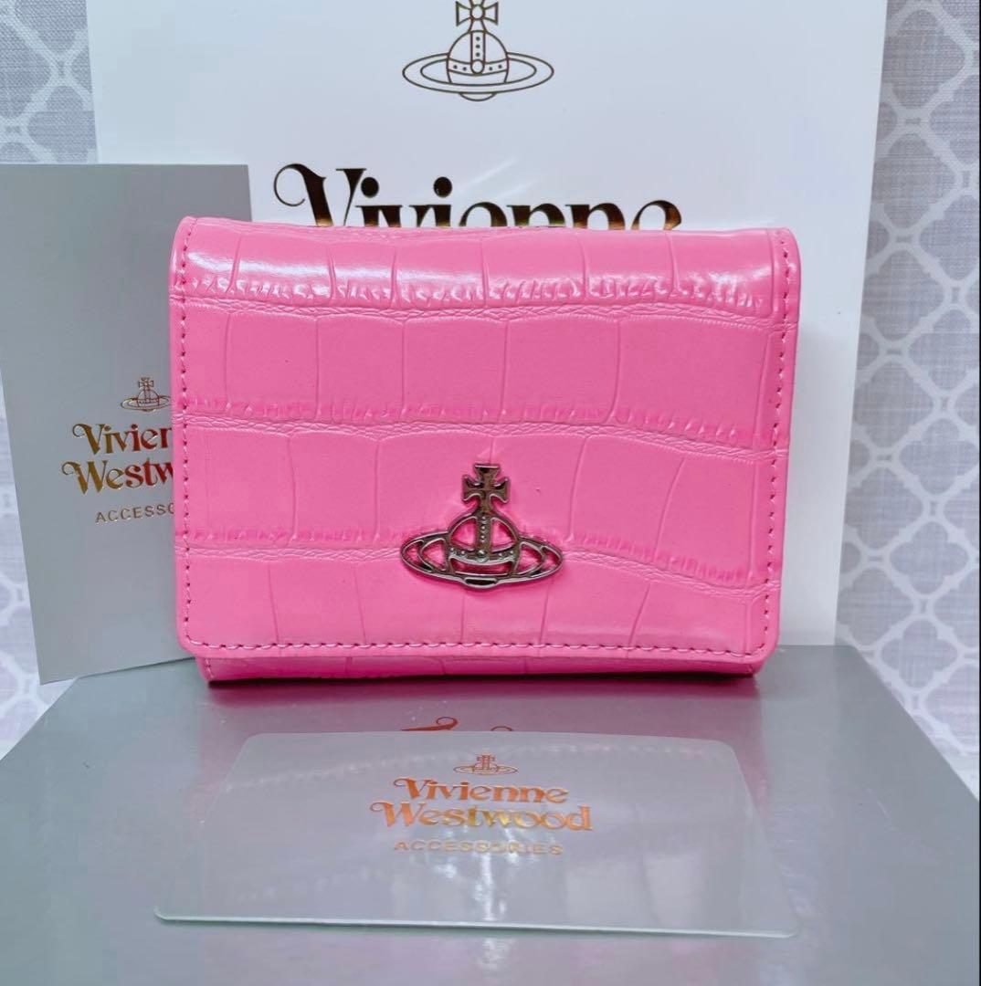 【内側柄も素敵☆最新作】Vivienne Westwood 三つ折財布 ピンク