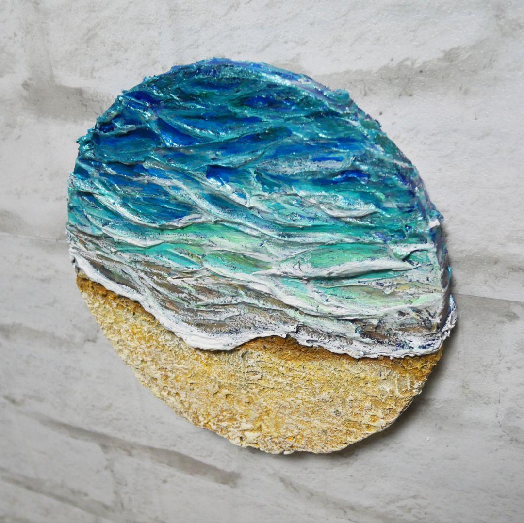 油絵 油彩 油彩画 絵 絵画 円形【丸い海】