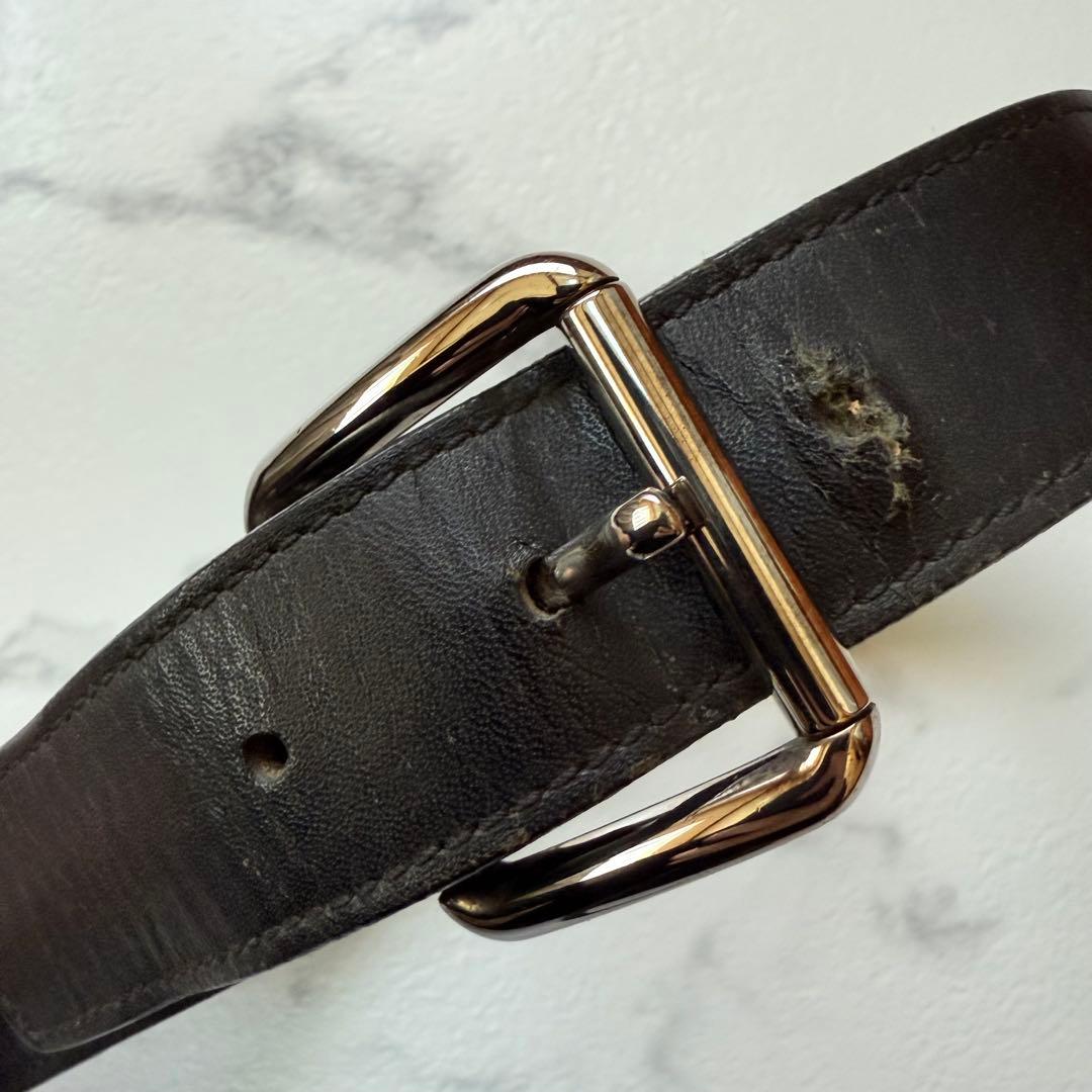 グッチ ロゴ プレート レザー リード 首輪 セット ブラック 中型犬　大型犬