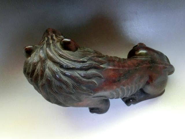 置物■珍獣 虎 唐木 古い時代物の寅 オブジェ 古木彫り 手彫り 時代物 骨董■