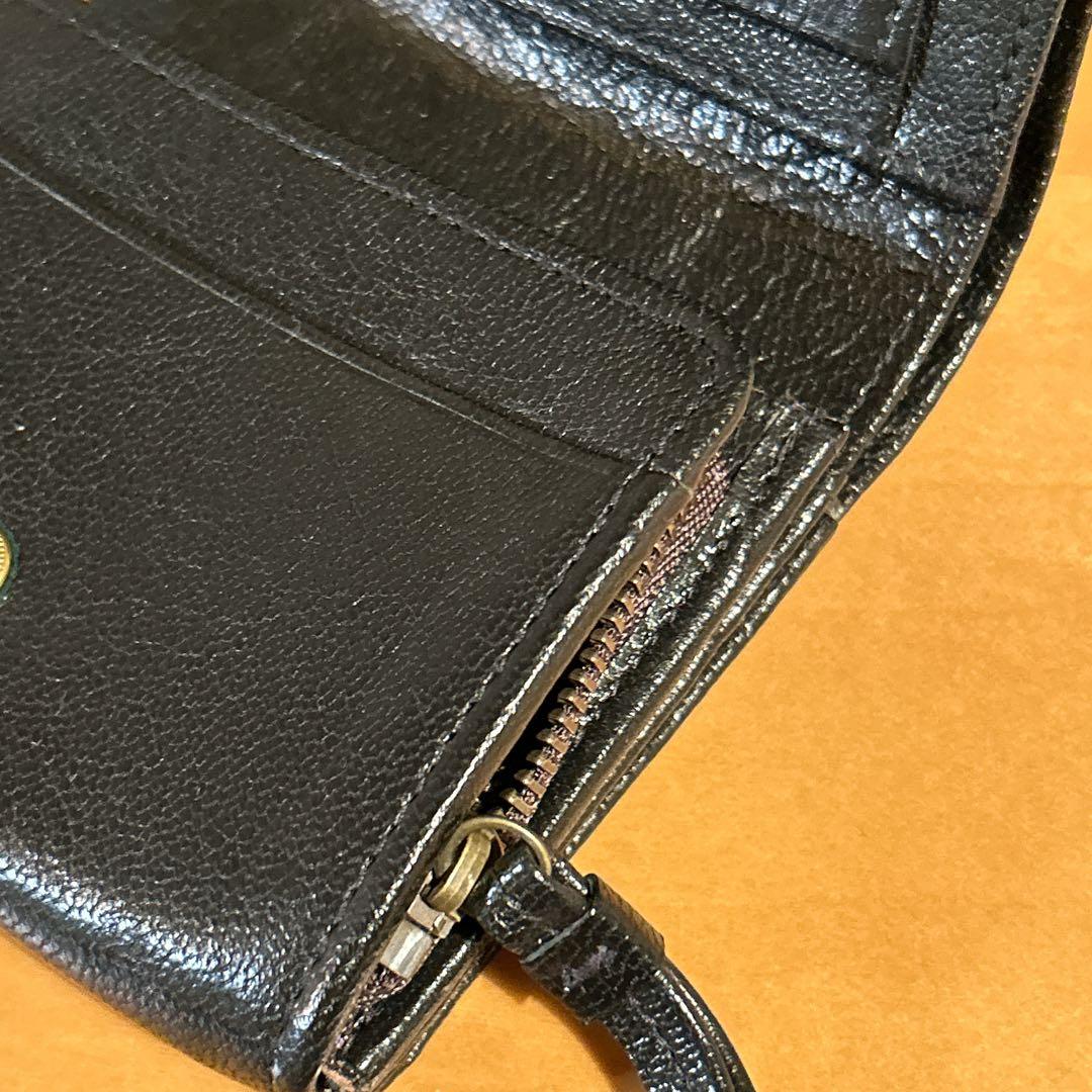 【YY 様】genten ブラックレザー 二つ折り財布 牛革 黒 男女兼用