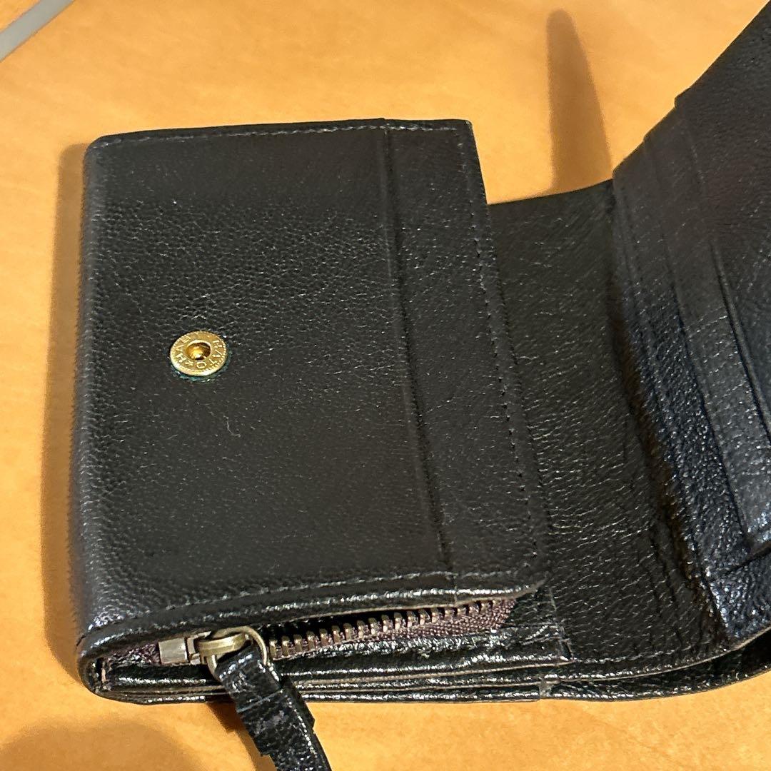 【YY 様】genten ブラックレザー 二つ折り財布 牛革 黒 男女兼用