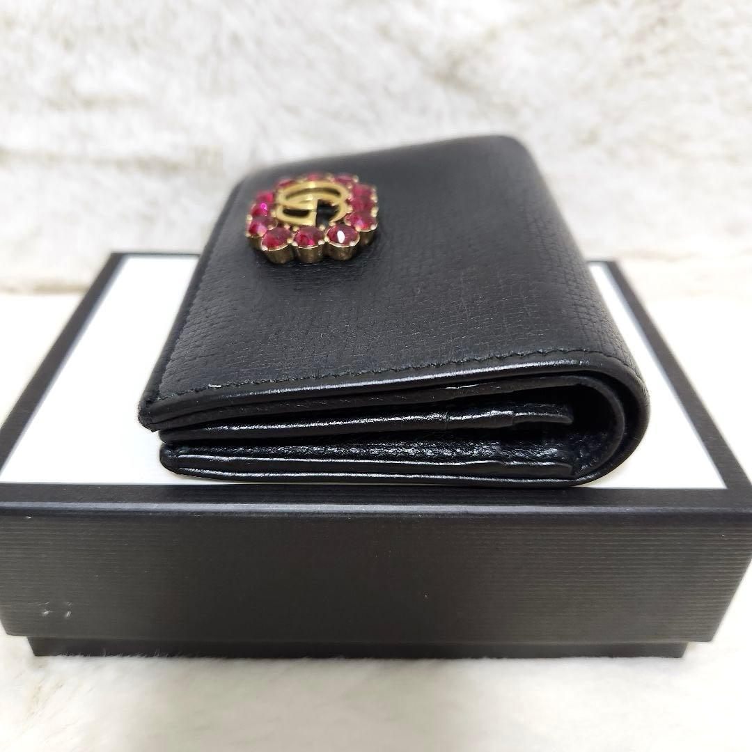 ✨極美品　付属品完備✨グッチ　二つ折り　小銭入れ　マーモント　ビジュー　ブラック