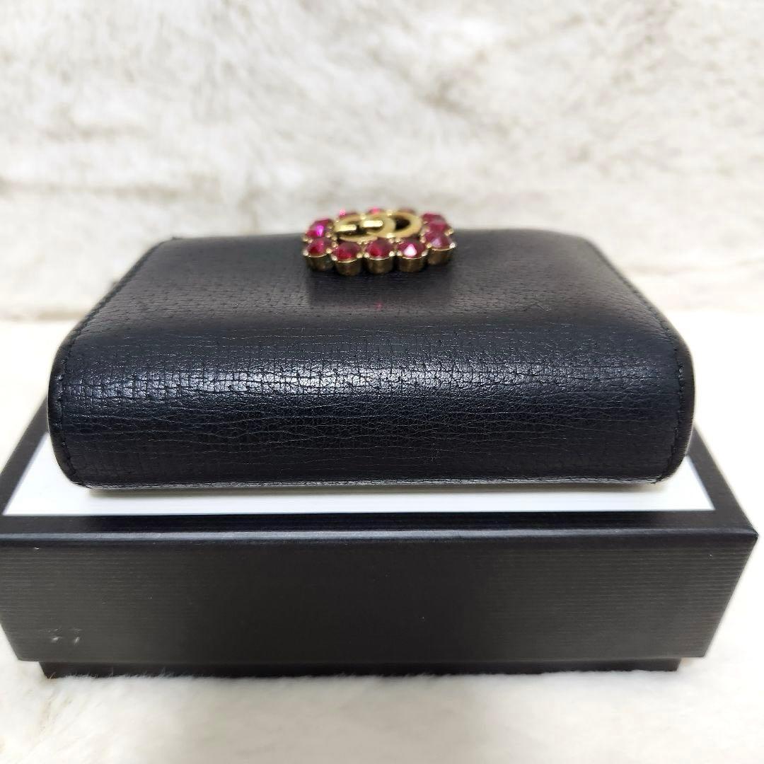 ✨極美品　付属品完備✨グッチ　二つ折り　小銭入れ　マーモント　ビジュー　ブラック