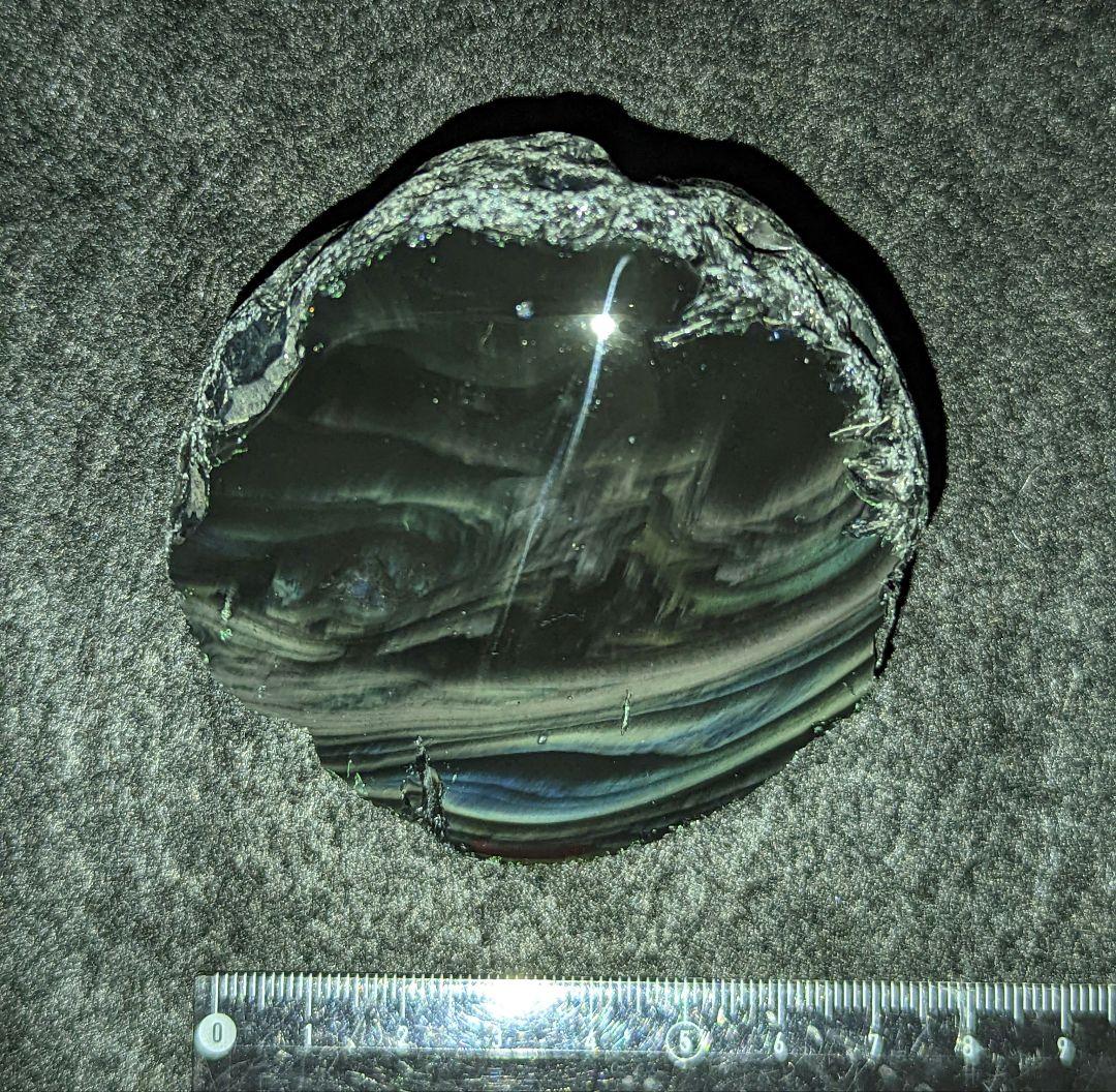 【研磨品】十勝石玲瓏　北海道産レインボーオブシディアン