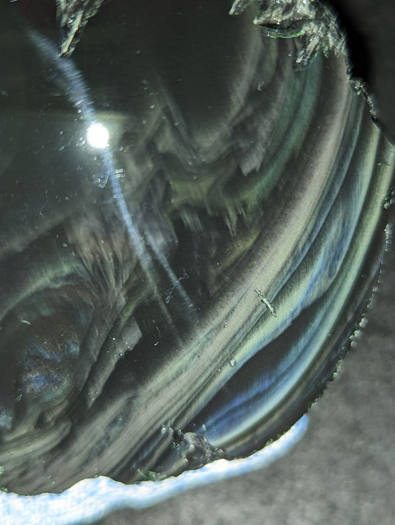 【研磨品】十勝石玲瓏　北海道産レインボーオブシディアン